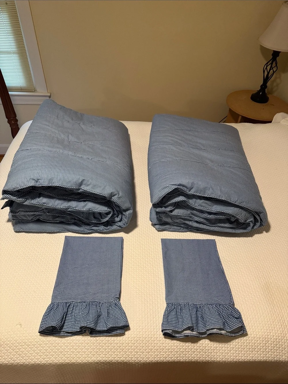 Two Ralph Lauren Blue Gingham Twin Comforters and Pillowcases